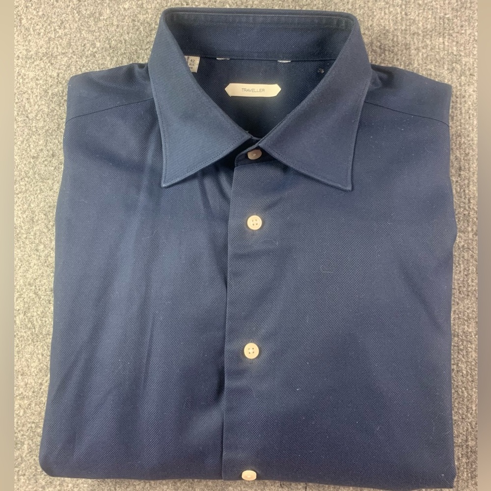 Suitsupply Traveller Mens 100% Cotton Long Sleeve Shirt Size 42-16.5 Navy